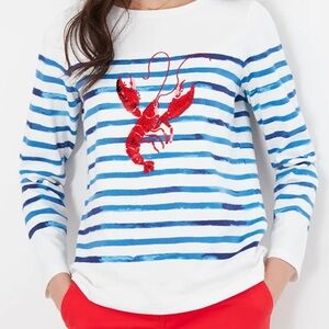 Joules Harbor Luxe Lobster stripe long sleeve top